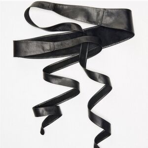 ADA HANDMADE PEBBLED LEATHER WRAP BELT BLACK NWT